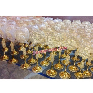 ลูกบอลคริสตัลสูงตรงกลางสำหรับงานแต่งงาน,คริสตัลโลหะประดับคริสตัลชิ้นศูนย์สีทอง - Product Image 1