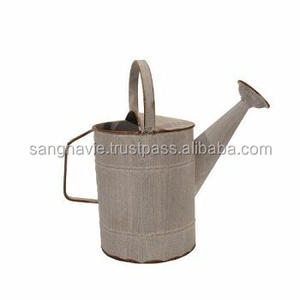 Lata de agua de metal galvanizado vintage elegante jardín ecológico maceta decorativa al aire libre para el hogar para las vacaciones de Navidad - Product Image 4