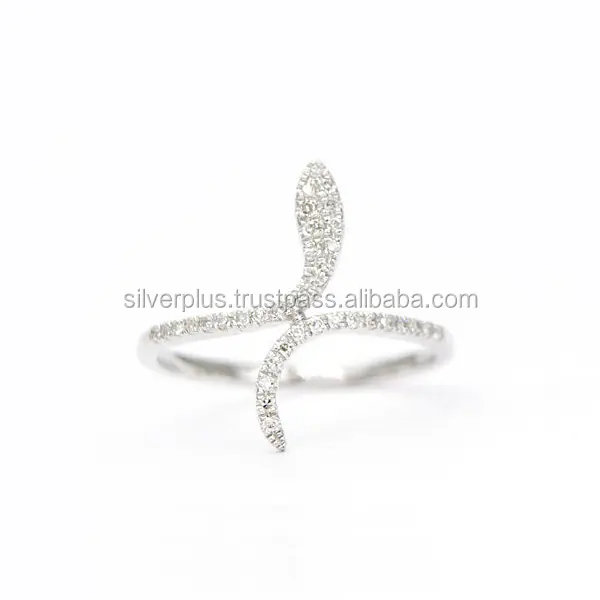 14K 화이트 골드 정품 SI 선명도 G-H 색상 다이아몬드 뱀 디자인 밴드 반지 판매