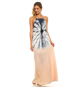 ชุดชายหาดลำลองหลากสี Hand Tie & Dye ชุดเดรสสปาเก็ตตี้ยาว - Product Image 1