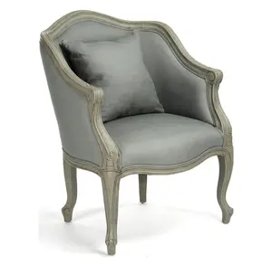 French Country Sage Moss Curved Back Accent Club Chair