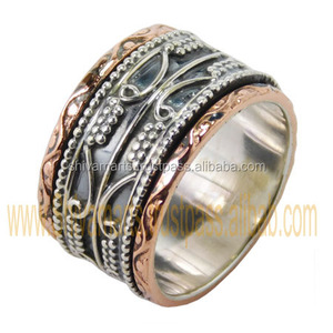 แหวน925แท้ปั่นด้ายสีเงินทูโทนสปินเนอร์นิรันดร์แหวนเวอร์เมลทำมืออย่างดีดีไซน์ยอดเยี่ยม - Product Image 2