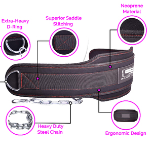 เข็มขัดนีโอพรีนแบบจุ่มพร้อมโซ่สีสำหรับยกน้ำหนักและฟิตเนสปรับแต่งได้ - Product Image 3