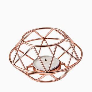 <b>Copper</b> Plated Diamond Shape Tea Light Votive <b>Candle</b> <b>Holder</b> - Product Image 1