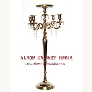 Antique Modern Luxury Matt <b>Gold</b> Aluminum <b>Candelabra</b> Metal Hanging Crystal Wedding Valentine's Day Centerpiece Party Decoration - Product Image 3