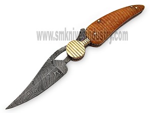 Lames de damas en acier inoxydable, couteau pliant, fait à la main, Style feuille (Smf01) - Product Image 3