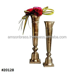 Vase de décoration de table en métal de créateur de conception royale très vendu Vase trompette en laiton de décoration d'intérieur vintage - Product Image 5