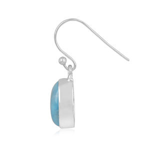 Oval Shape Larimar Gemstone <b>Dangle</b> <b>Earrings</b> 925 <b>Sterling</b> <b>Silver</b> Fashion Jewelry <b>Silver</b> Plated Bezel Setting Fashionable <b>Earring</b>. - Product Image 3