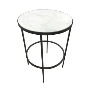 Table de chevet et table basse en fer et marbre de luxe modernes meubles de maison à fonctionnalité fixe pour chambre à coucher ou hôtel - Product Image 1