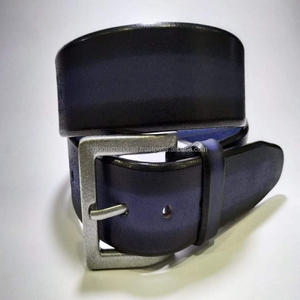 Cinturón de cuero genuino para hombre de grano superior 2019, pedido a granel con logotipo personalizado y hebilla de punta única niquelada - Product Image 1