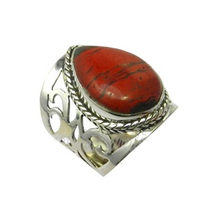 Belle bague en jaspe rouge naturel, éternité, vermeil, vente en gros, fabricant de bijoux en argent sterling 925 - Product Image 1