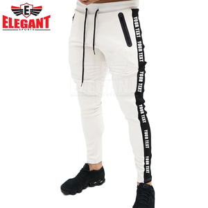 2025 nouveaux hommes coton survêtement pantalons de survêtement texte personnalisé logo bandes latérales gymnases Fitness entraînement pantalon mâle décontracté mode vêtements de sport - Product Image 1