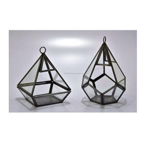 Terrarium géométrique suspendu Verre clair Cadre noir Miniature Fée Jardin Rebord de fenêtre Décor Succulent Air Flower Pots Planters - Product Image 3