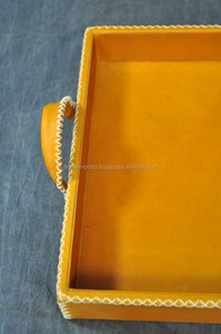 Ensemble de plateau de service en cuir élégant avec poignées Plateau élégant et durable pour la cuisine ou la table à manger Décoration intérieure - Product Image 3