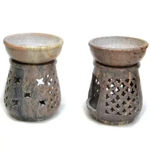 เตาน้ำมันหอมระเหยแกะสลักรูปดาวทำจากหินธรรมชาติทำด้วยมือแบบดั้งเดิมของอินเดีย - Product Image 1