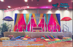 Décoration de scène de thème Mehndi marocain, nouveau, décor de scène de mariage arabe, installation de la cérémonie Mehandi du sanget musulman Maharani, installation de scène - Product Image 4