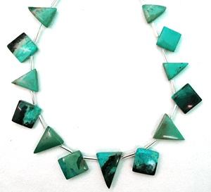 Cuentas de Briolette de piedra Natural de crisocola, 1 hebra, mezcla lisa, para fabricación de joyas - Product Image 2