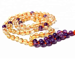 Collar de Cuentas Mala de Estilo Clásico de Moda, 108 Cuentas de 6 mm, Citrino Natural Curativo, Amatista, Borla, Yoga, Espiritual, Fiesta, Regalo Perfecto - Product Image 5