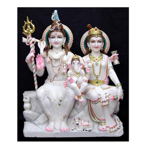 Trắng Makrana Đá Cẩm Thạch Shiv Parvati Bức Tượng - Product Image 1