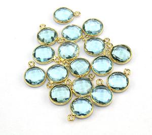 Connecteur en topaze bleue naturelle, connecteur plaqué or 24k, bijoux en acier inoxydable, vente en gros, joaillerie indienne - Product Image 1