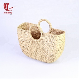 Venta al por mayor bolso de playa de jacinto de agua ecológico Estilo Vintage con adornos florales borla de perlas cierre abierto en Vietnam - Product Image 2