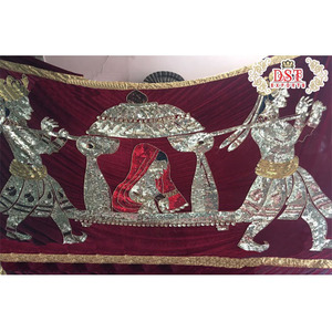 Mughal Style Wedding Dulhan <b>Doli</b> Backdrop Portable Embroidered Mehndi Stage Backdrops-Manufactured Exported Professional Vendor - Product Image 1