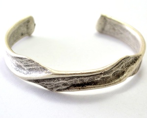 Manchette de bracelet plaqué argent antique en laiton de barre de conception turque authentique orientale. Pouf large Boho métal ba - Product Image 4