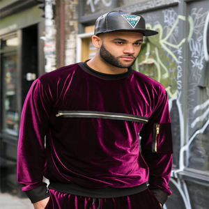 <b>Men</b> Full Sleeve <b>Velour</b> <b>Tracksuit</b> Set Custom Luxury Windproof OEM Soft Touch Casual Wear for Winter - Product Image 6