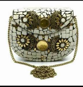 กระเป๋าคลัทช์โลหะลายโมเสก ทำมือ สไตล์อานม้า - Product Image 4