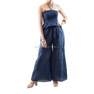 Barboteuse pour femmes, combinaison longue, col ras du cou, sans manches, couleur unie, décontracté, élégante, pour l'été - Product Image 2