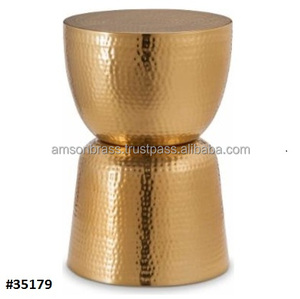 Tabouret luxueux en laiton Style tambour, accessoire de salon, rangement, design en métal - Product Image 2