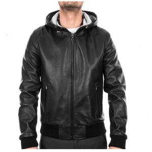 Blouson aviateur à capuche en cuir véritable de qualité supérieure Style motard vintage Vêtements d'extérieur pour moto Mode intemporelle en cuir véritable - Product Image 1