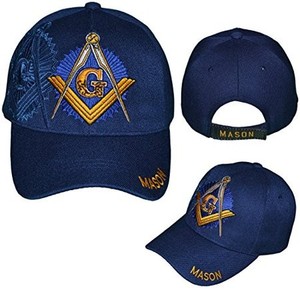 Casquette de baseball maçonnique - Unisexe adulte noir et bleu marine brodée réglable avec motif maçonnique - Product Image 4