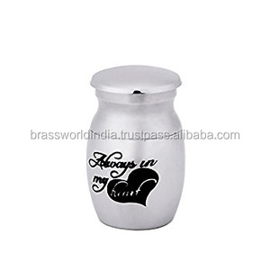 Mini urna de cremación de recuerdo de acero inoxidable, suministros funerarios de la India de Brassworld, resistente al agua - Product Image 1