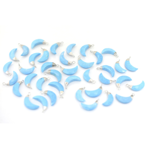 Pendentif en howlite de 16 à 18 mm avec bélière en forme de lune plaqué argent pour la fabrication de bijoux - Product Image 1