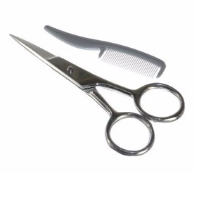 Mustache Scissors with <b>Comb</b> Set Stainless Steel High Quality Packed in Quality Leather Pouch - Product Image 1