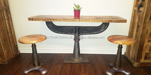 Mesa industrial de estilo vintage con tapa de madera cruda - Product Image 2