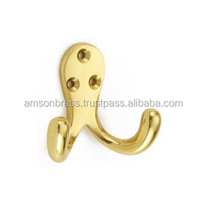Coat <b>Wall</b> <b>Mounted</b> <b>Bathroom</b> <b>Towel</b> Coat Hook Brass Designer <b>Wall</b> Hook <b>Wall</b> Decor Double Hook <b>for</b> Home Livingroom - Product Image 2