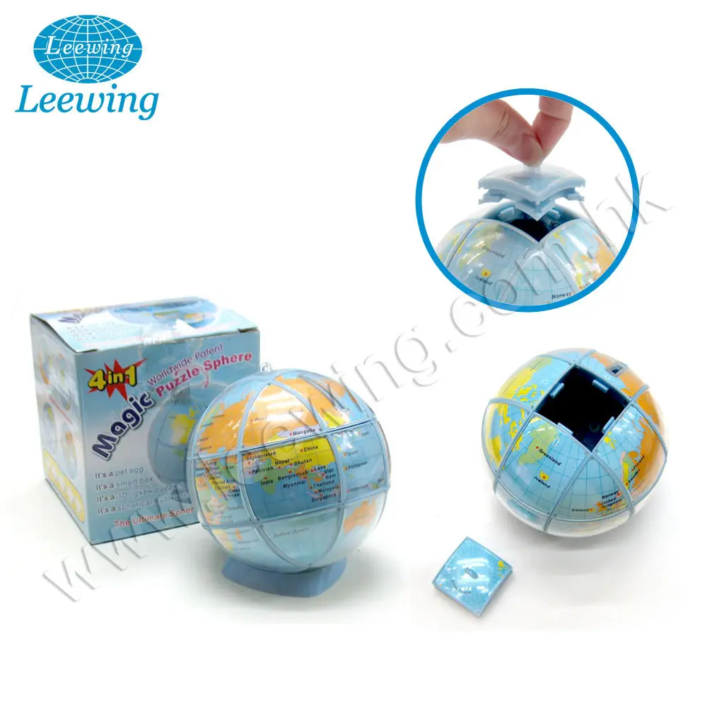 Plastic Magic Puzzle Sphere Earth Shape Coin Bank Money Saving Box