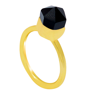 Belle pierre précieuse Onyx noir 925 argent Sterling plaqué or à la main bague unie bijoux bague à la mode pour cadeau de mariage fête - Product Image 2