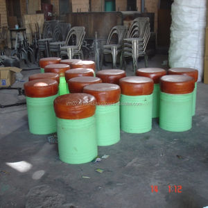 Taburete de tambor para tapicería Industrial, taburete de arte jodhpur con tapa de cuero - Product Image 1