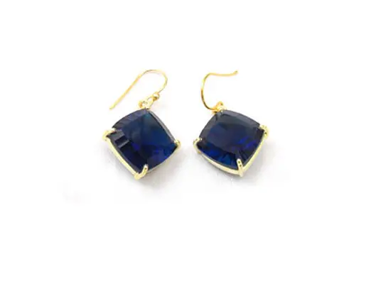 Sterling Silver Iolite Earrings With Square Shape Metal Best Natural Multi Handmade Gemstone Jewelry Earring