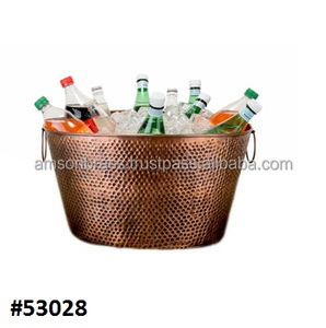 Sided Wooden Handle Ice Tub Antique Copper Decorative Wine <b>Bucket</b> <b>Champagne</b> <b>Bucket</b> Wine Cooler Ice <b>Bucket</b> for Bar Hotel Home Use - Product Image 2