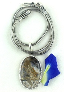 Top Quality 92.5 Sterling Silver Smooth Oval Shape Natural Butterfly Jasper Gemstone Women <b>Jewelry</b> <b>Handmade</b> Pendant - Product Image 4