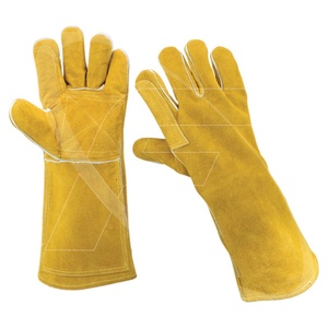 Venta caliente mejores soldadores de seguridad guantes al por mayor de alta calidad de vaca Split cuero de soldadura guantes de trabajo guantes de cuero de Pakistán - Product Image 3