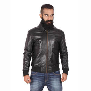 Blouson en cuir aviateur pour homme, veste de pilote classique, mode hiver - Product Image 1