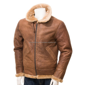 2019 chaqueta Bomber de piel de oveja genuina de alta calidad para hombres de talla grande transpirable Shearling para invierno - Product Image 1