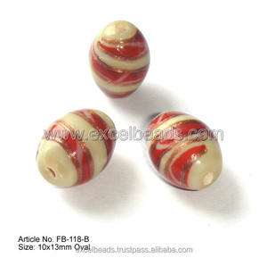 Perles de verre au chalumeau en cristal multicolore Perles ovales rayées pour la fabrication de bijoux Décoration Travail polyvalent pour la création - Product Image 4