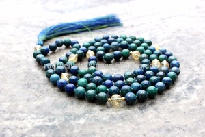 Cuentas de piedra Natural para meditación, joyería de moda, crisocola, GEMA, collar, cuentas, borla - Product Image 2