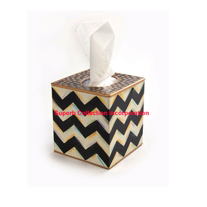 Caja de pañuelos para coches zigzag, soporte de caja de pañuelos de hierro para pintar a mano - Product Image 2